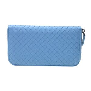 Bottega Veneta Intrecciato Blue Round Zipper Long Wallet